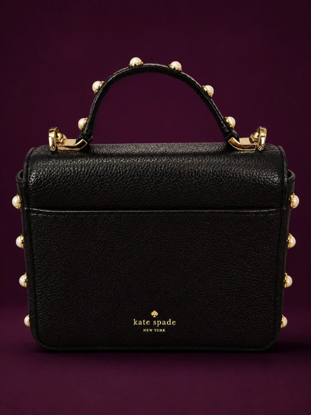 KATE SPADE New York Serrano Place Pearl Maisie Black Leather Crossbody Bag